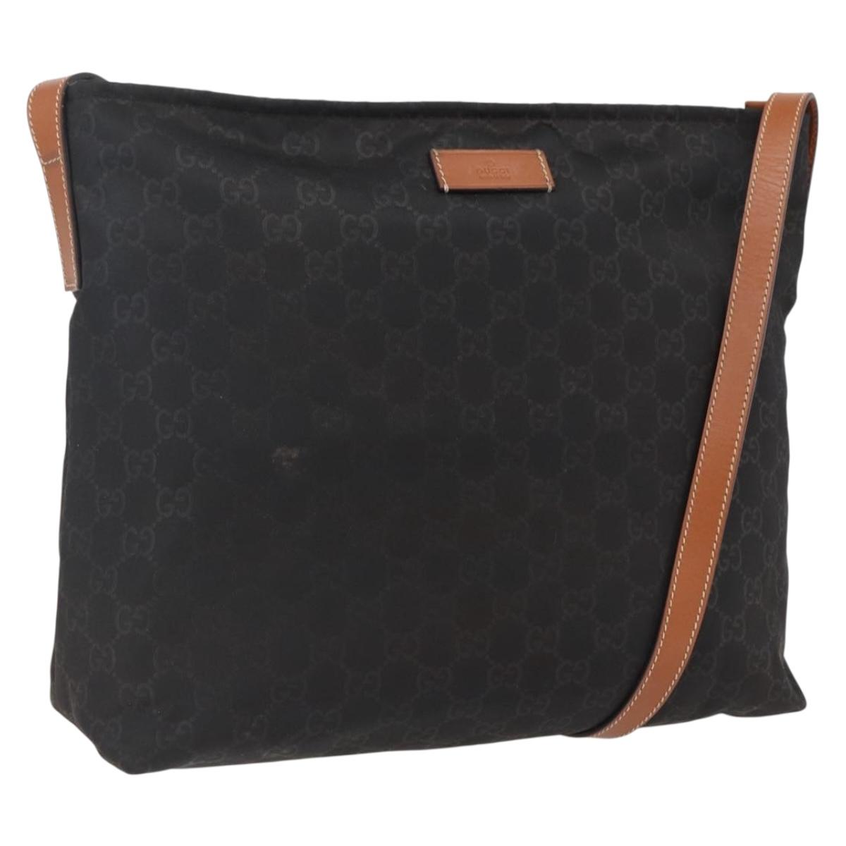 GUCCI GG Canvas Shoulder Bag Nylon Black Silver 308840 Auth ep13242