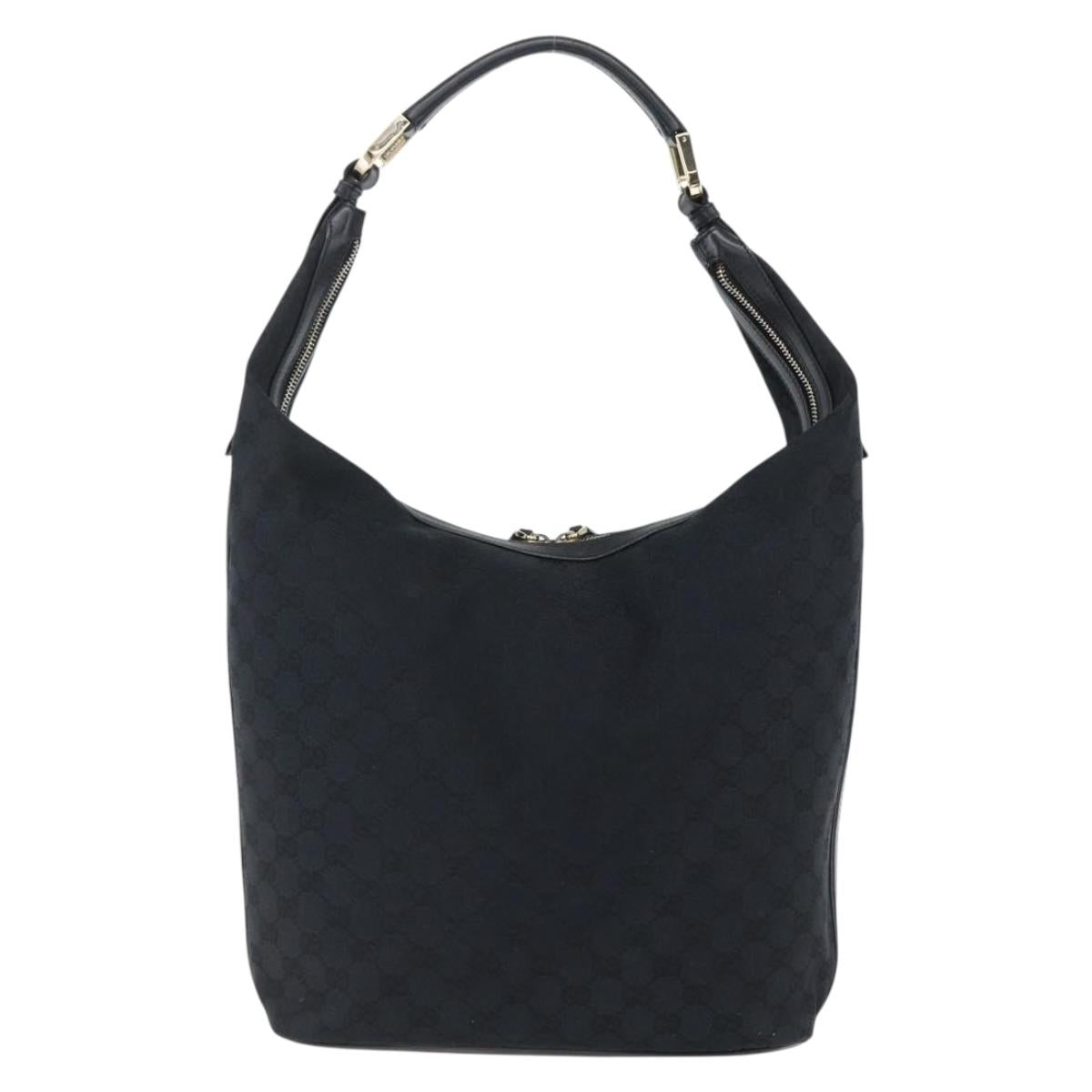 GUCCI GG Canvas Shoulder Bag Black Gold 001 42870 Auth ep13244