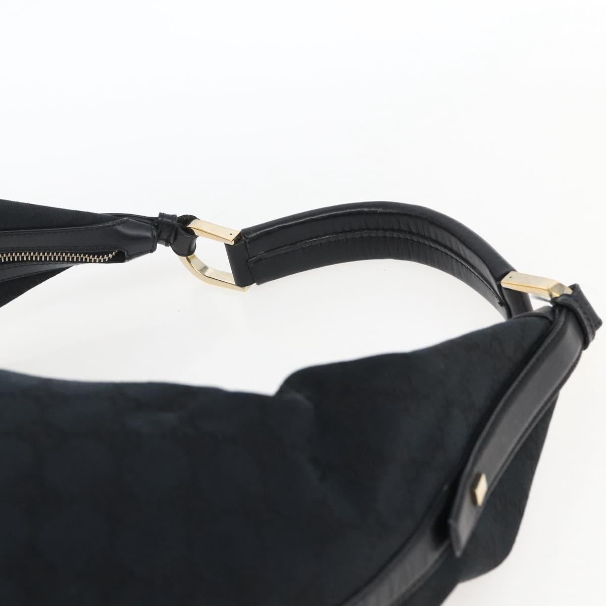 GUCCI GG Canvas Shoulder Bag Black Gold 001 42870 Auth ep13244