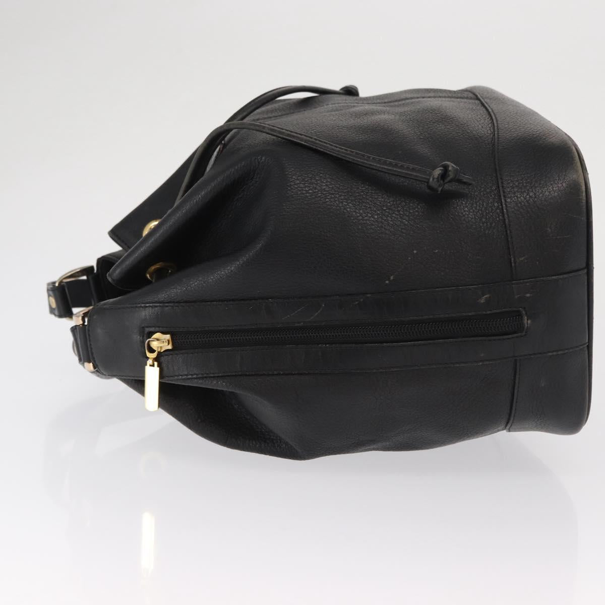 Burberrys Shoulder Bag Leather Black Gold Auth ep13262