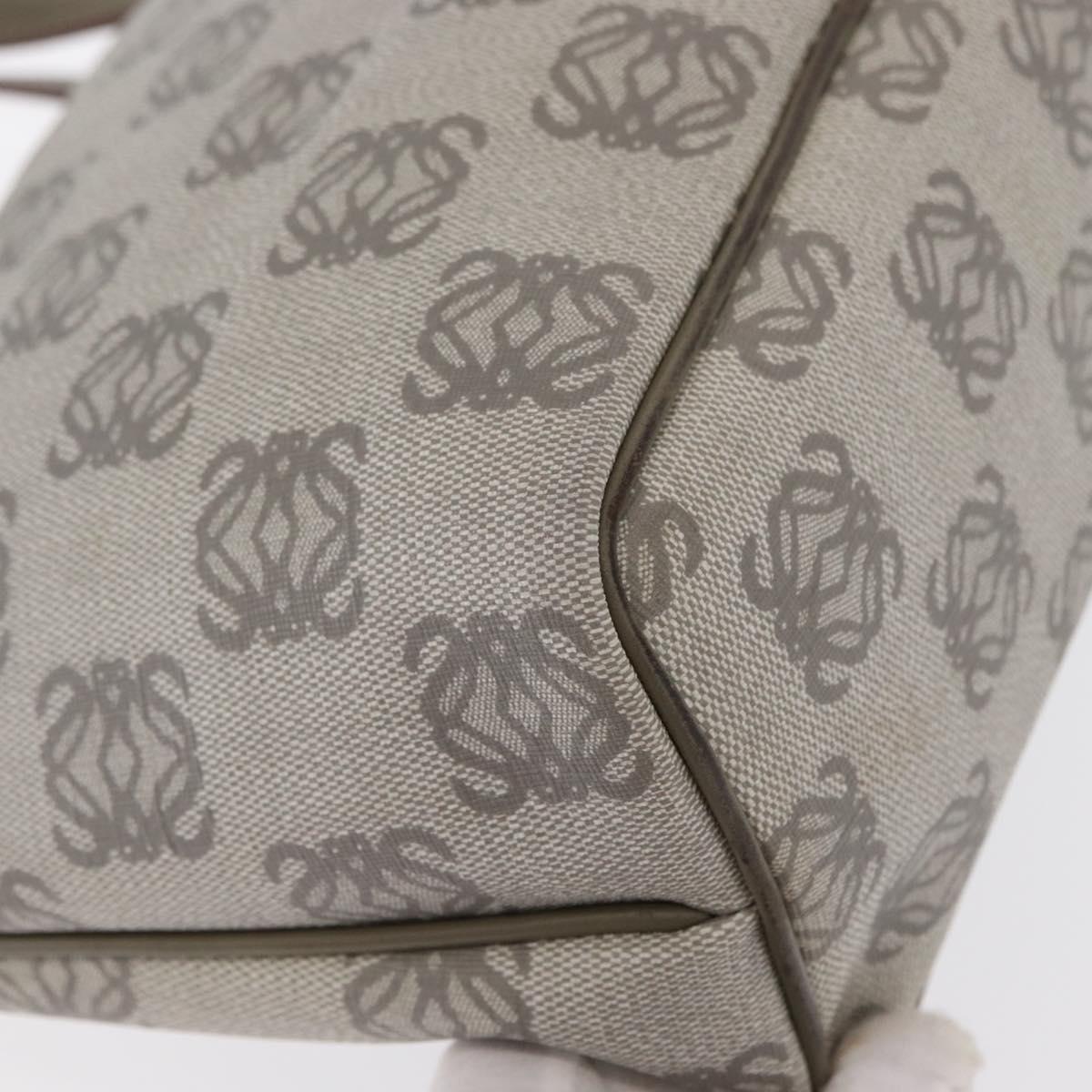 LOEWE Anagram Hand Bag Leather Gray Gold Auth ep13268