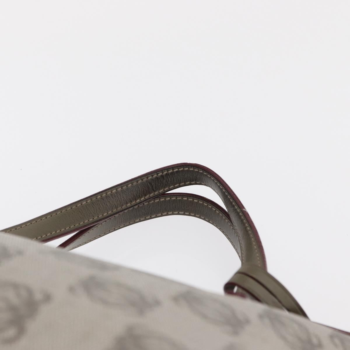 LOEWE Anagram Hand Bag Leather Gray Gold Auth ep13268