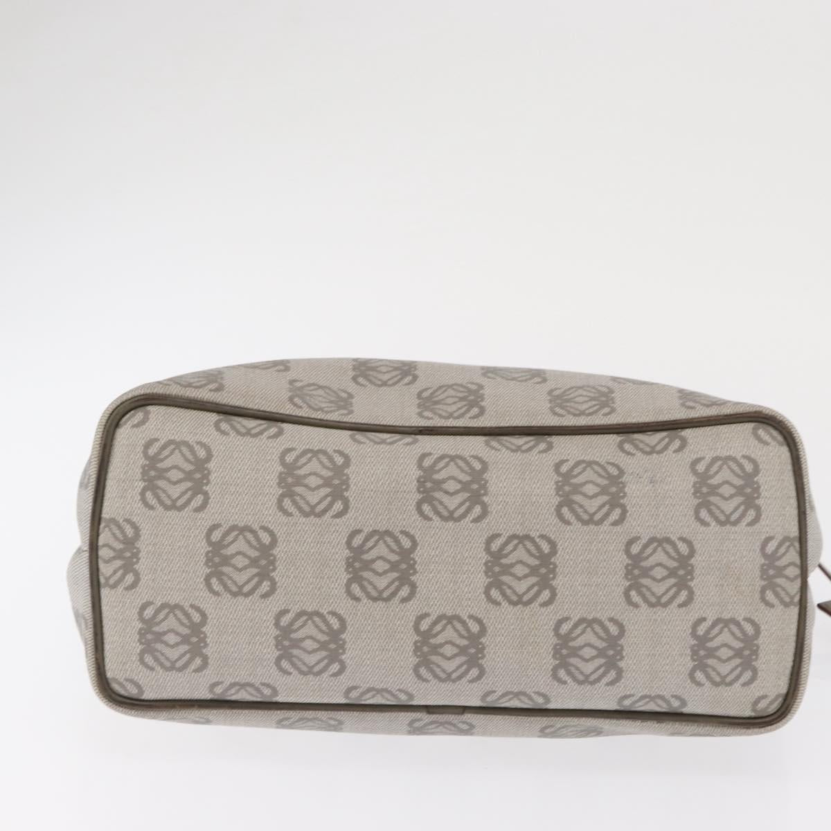 LOEWE Anagram Hand Bag Leather Gray Gold Auth ep13268