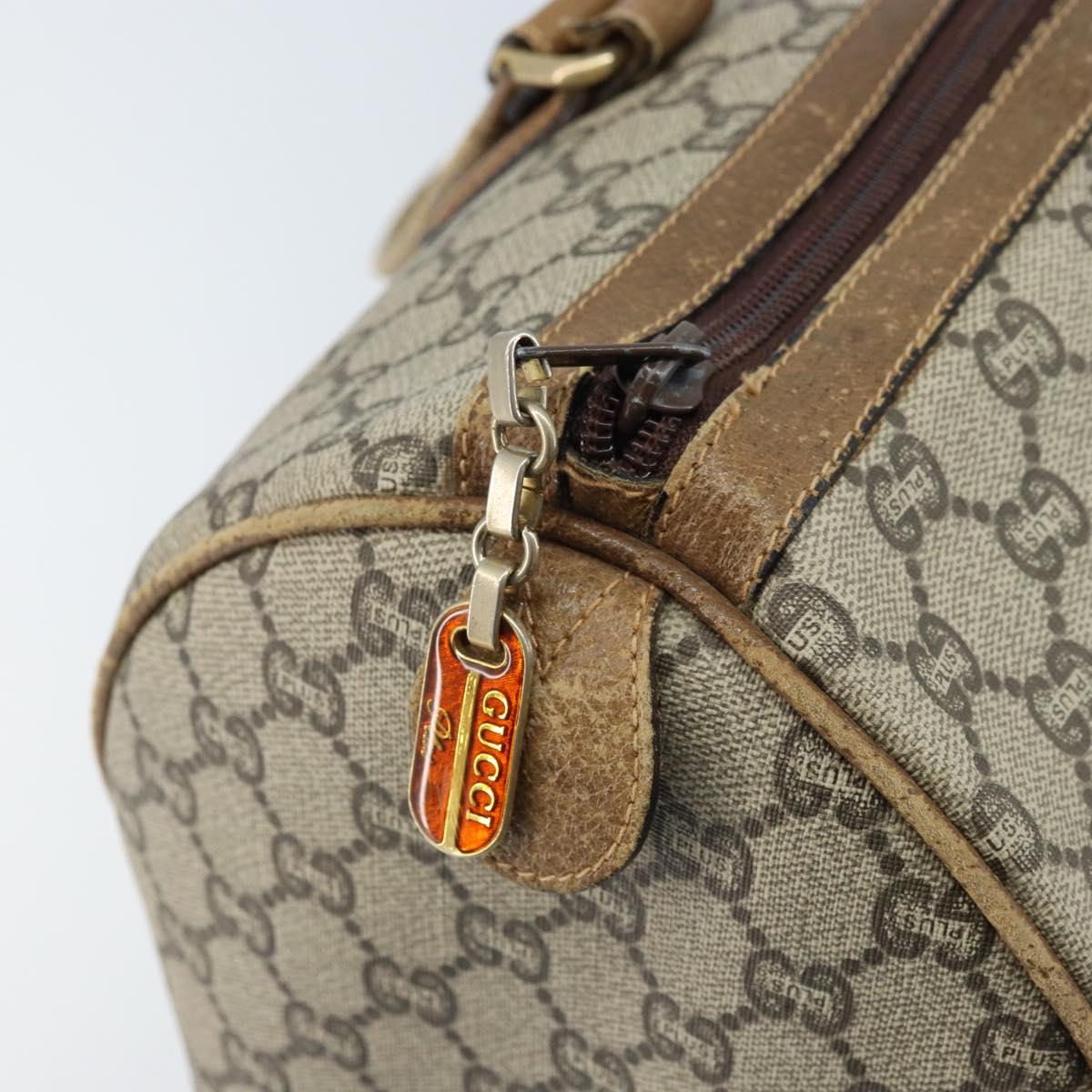 GUCCI GG Plus Supreme Hand Bag PVC Beige Gold Auth ep13270