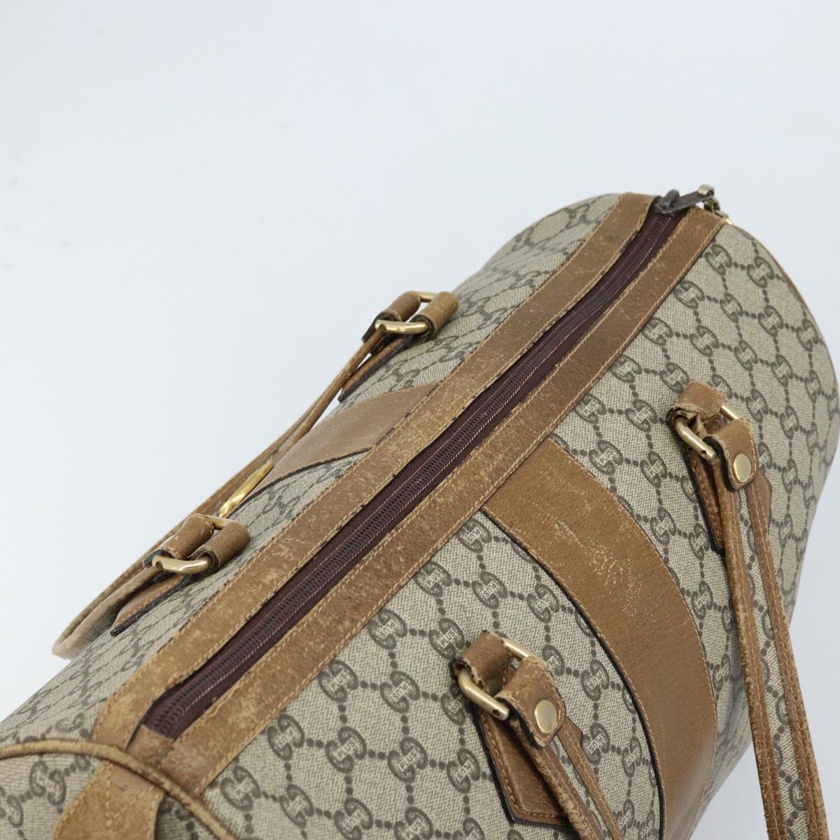 GUCCI GG Plus Supreme Hand Bag PVC Beige Gold Auth ep13270