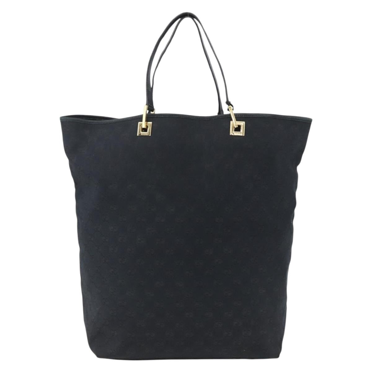 GUCCI GG Canvas Tote Bag Black Gold 002 1097 2404 Auth ep13271