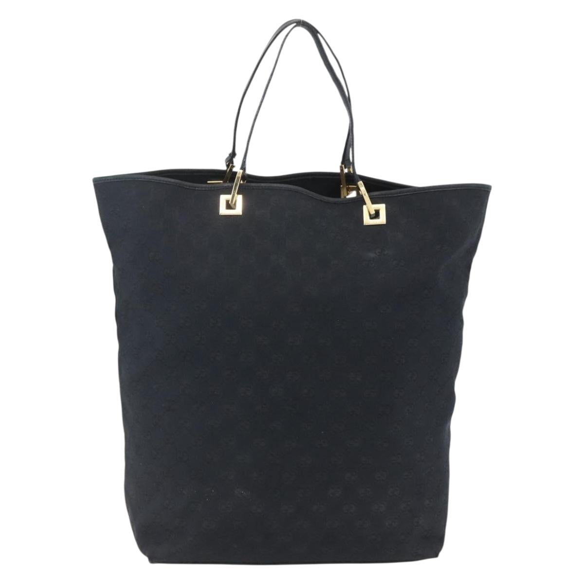 GUCCI GG Canvas Tote Bag Black Gold 002 1097 2404 Auth ep13271