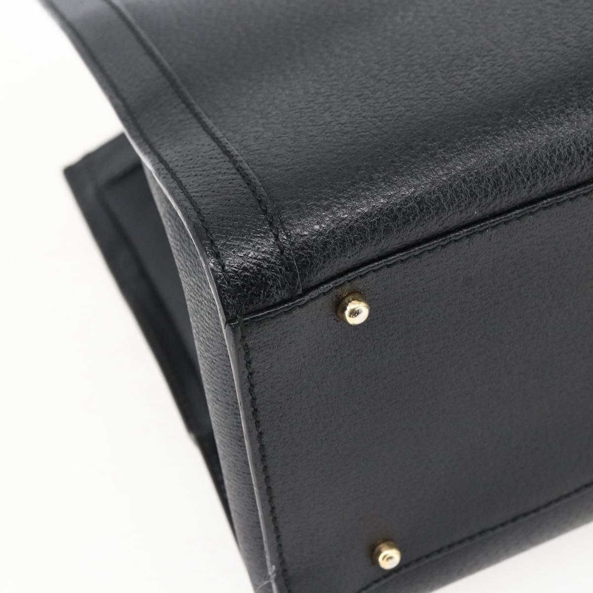 GUCCI Bamboo Hand Bag Leather Black Gold 002 1186 0260 Auth ep13272