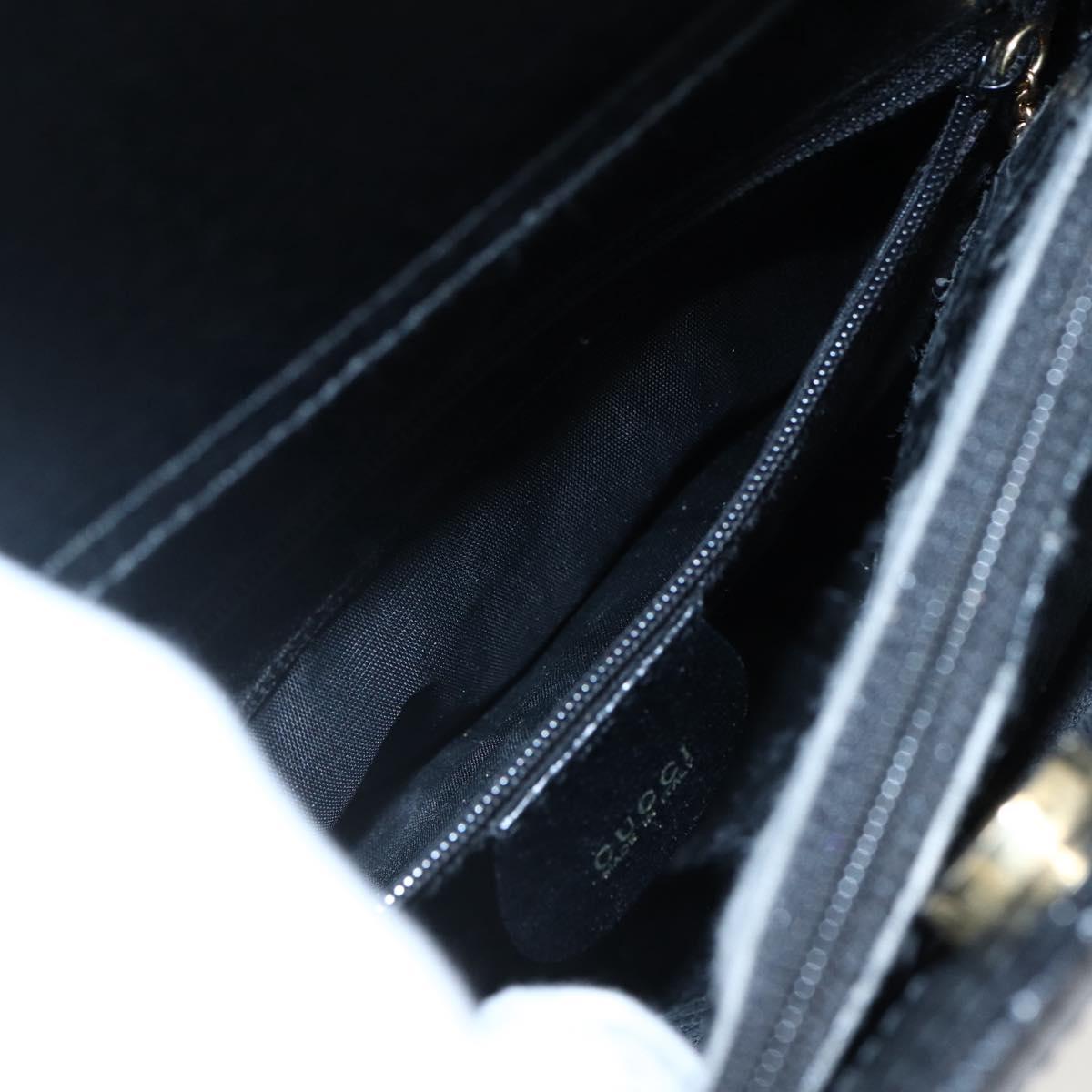GUCCI Bamboo Hand Bag Leather Black Gold 002 1186 0260 Auth ep13272