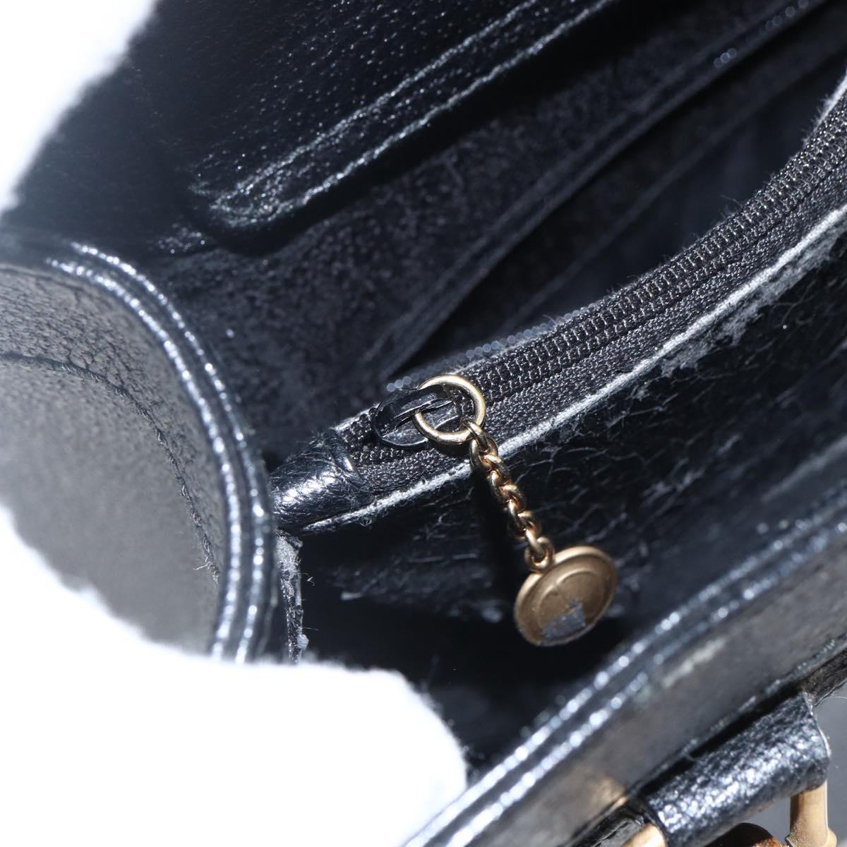 GUCCI Bamboo Hand Bag Leather Black Gold 002 1186 0260 Auth ep13272