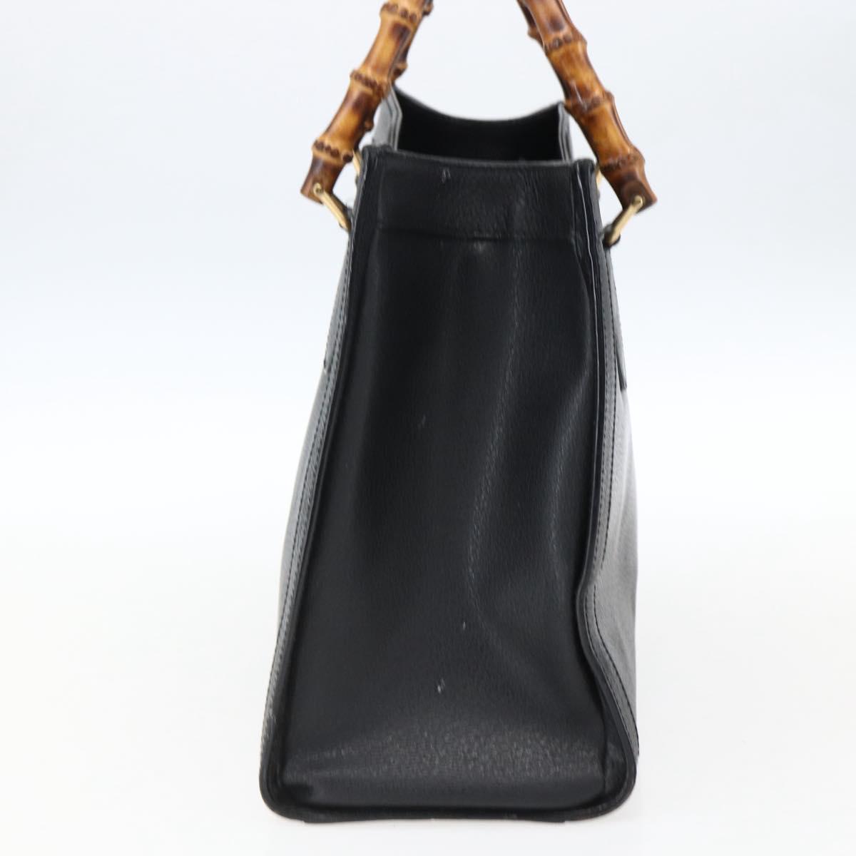 GUCCI Bamboo Hand Bag Leather Black Gold 002 1186 0260 Auth ep13272