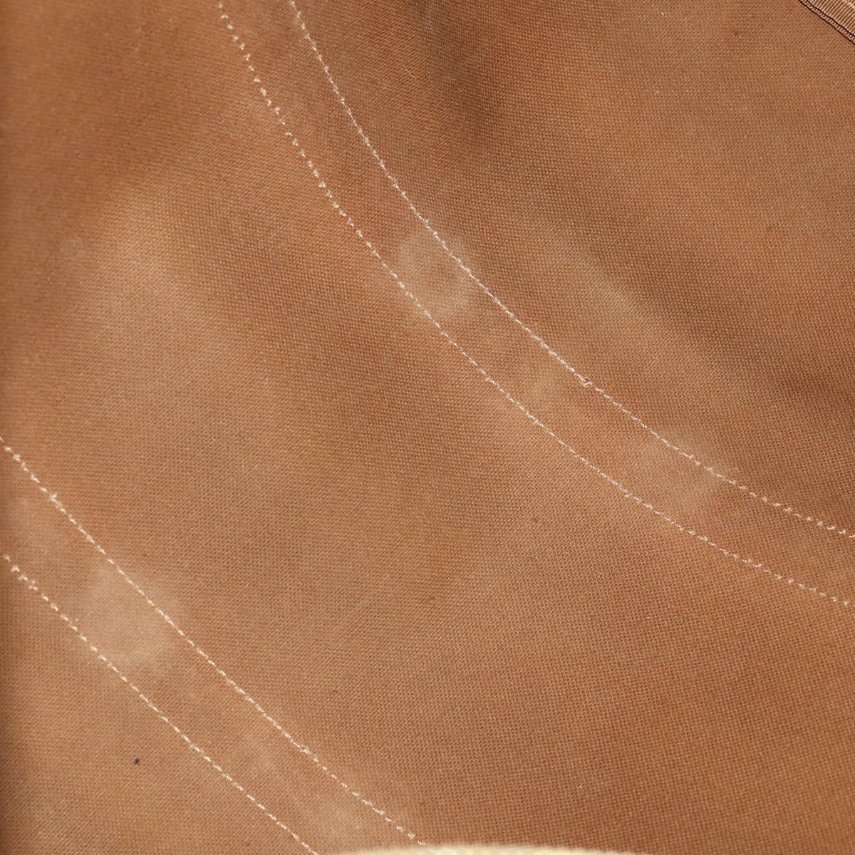 CELINE Macadam Canvas Boston Bag PVC Leather Brown Gold Auth ep13278