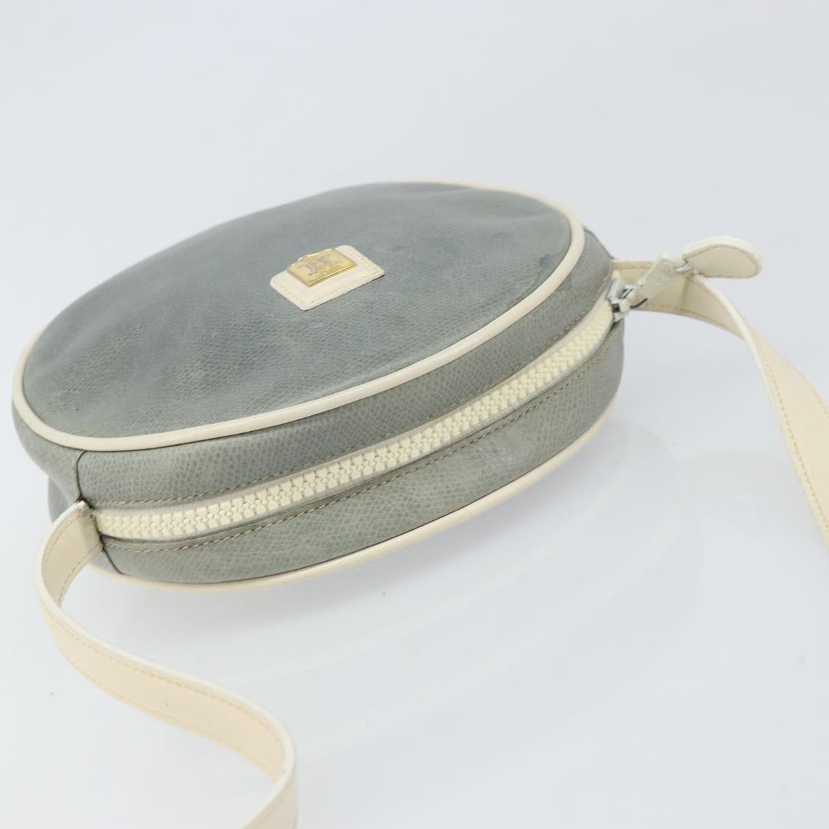 CELINE Shoulder Bag Leather Light Blue Gold Auth ep13281