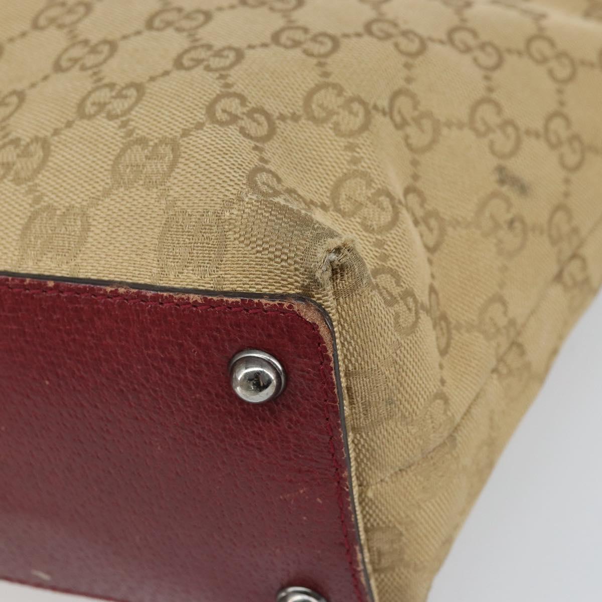 GUCCI GG Canvas Tote Bag Beige Silver 120840 Auth ep13283