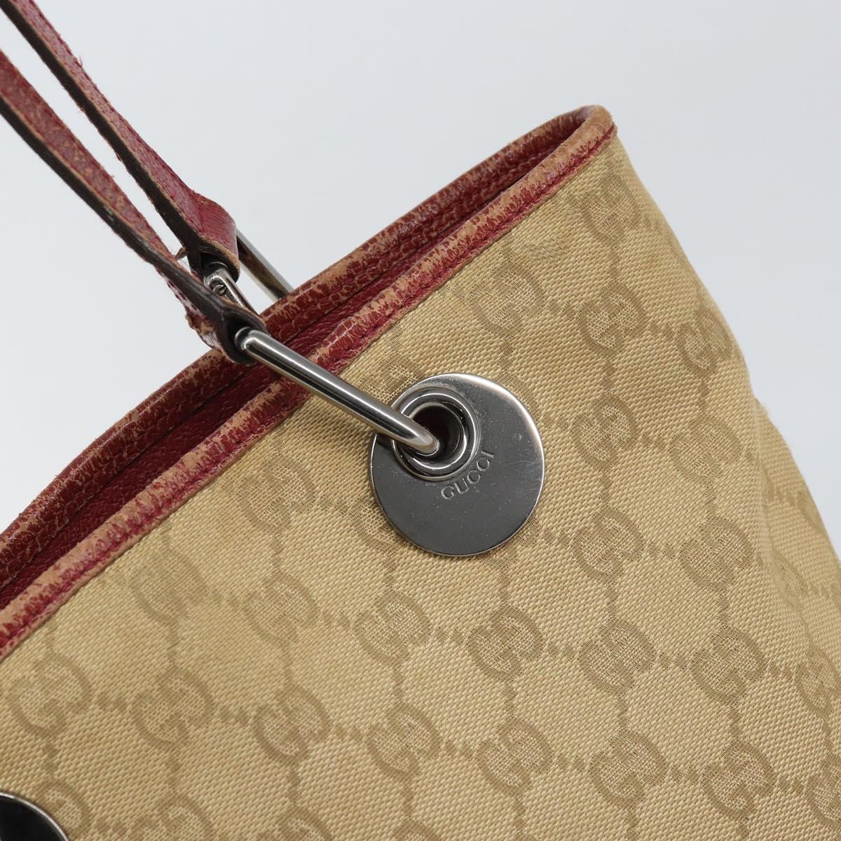 GUCCI GG Canvas Tote Bag Beige Silver 120840 Auth ep13283