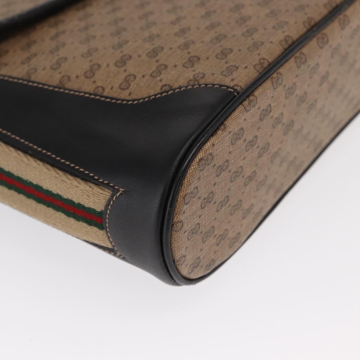 GUCCI Micro GG Supreme Web Sherry Line Bag PVC Beige Silver Auth ep13285