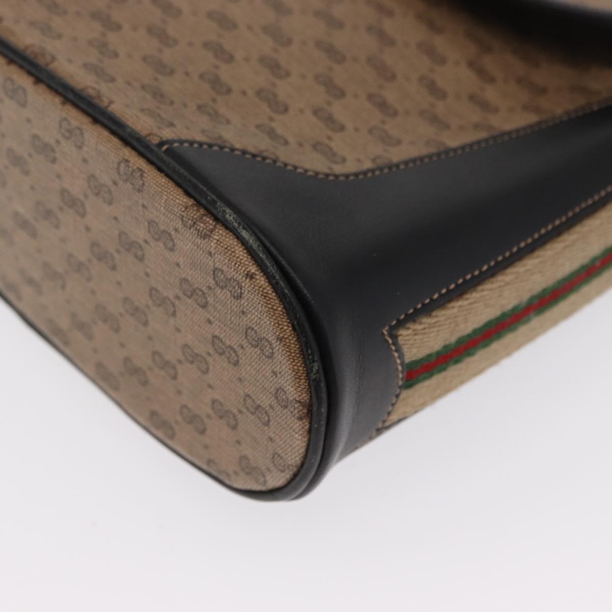 GUCCI Micro GG Supreme Web Sherry Line Bag PVC Beige Silver Auth ep13285