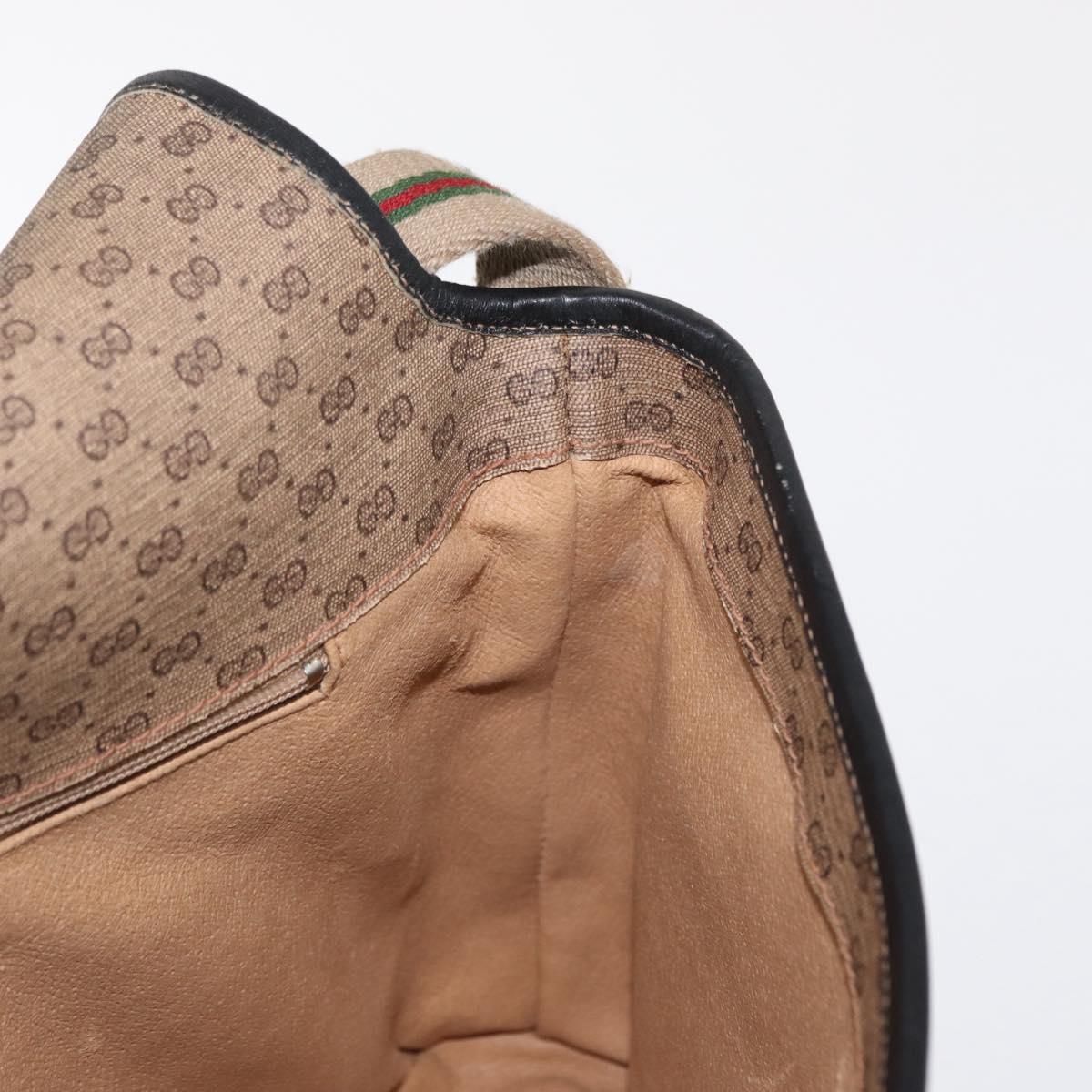 GUCCI Micro GG Supreme Web Sherry Line Bag PVC Beige Silver Auth ep13285
