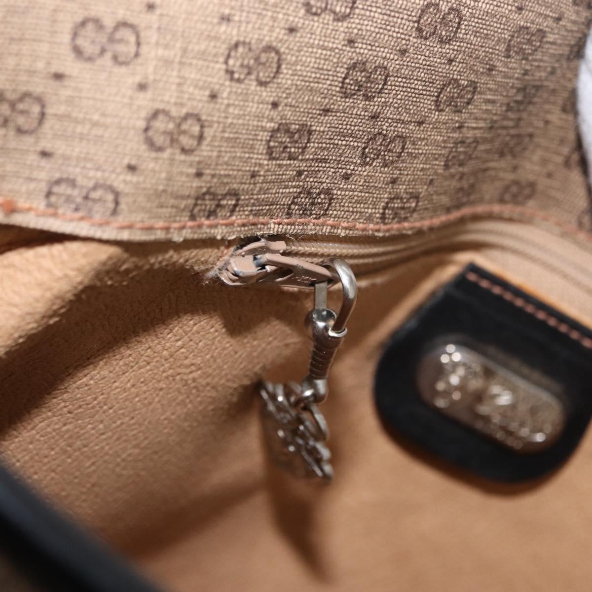 GUCCI Micro GG Supreme Web Sherry Line Bag PVC Beige Silver Auth ep13285