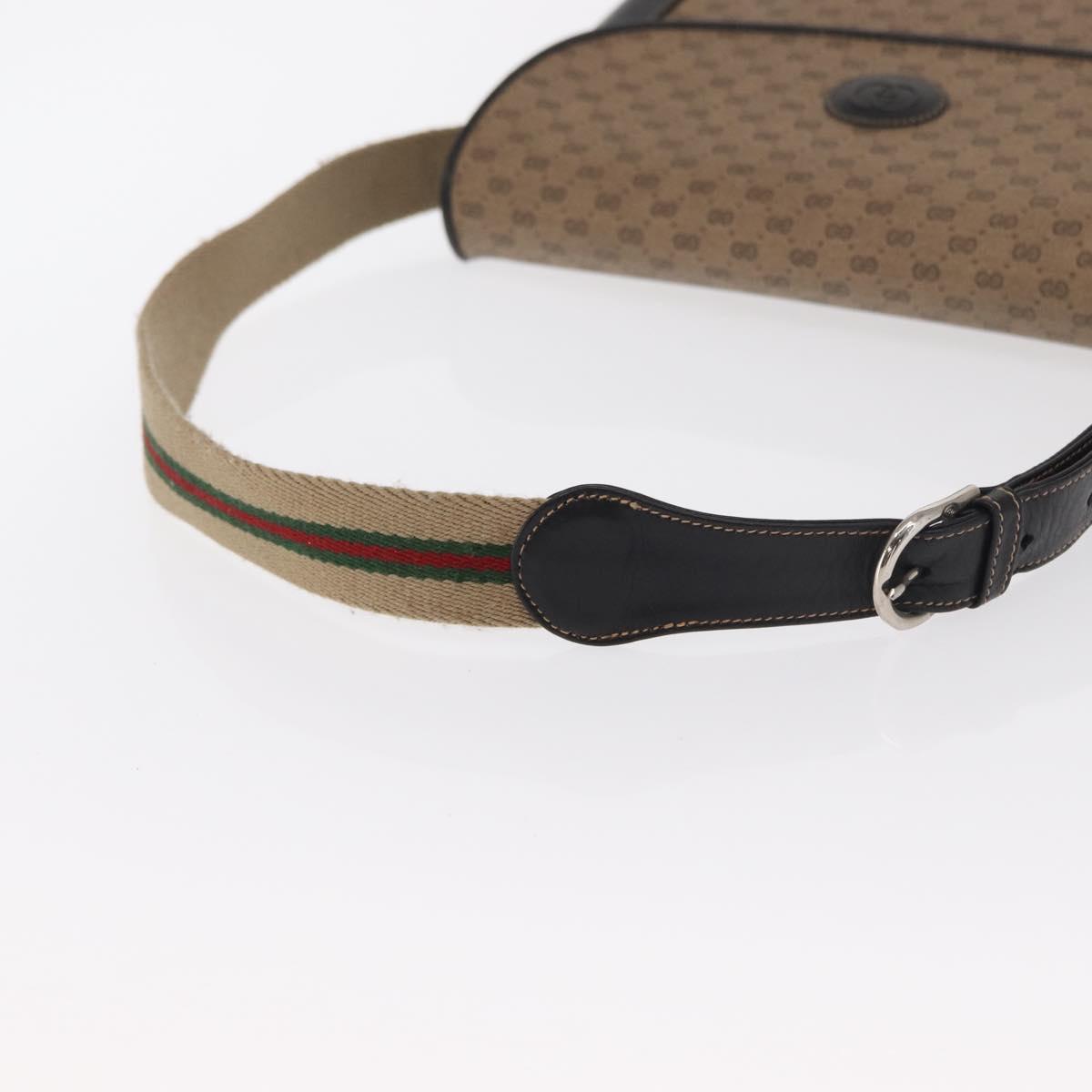 GUCCI Micro GG Supreme Web Sherry Line Bag PVC Beige Silver Auth ep13285