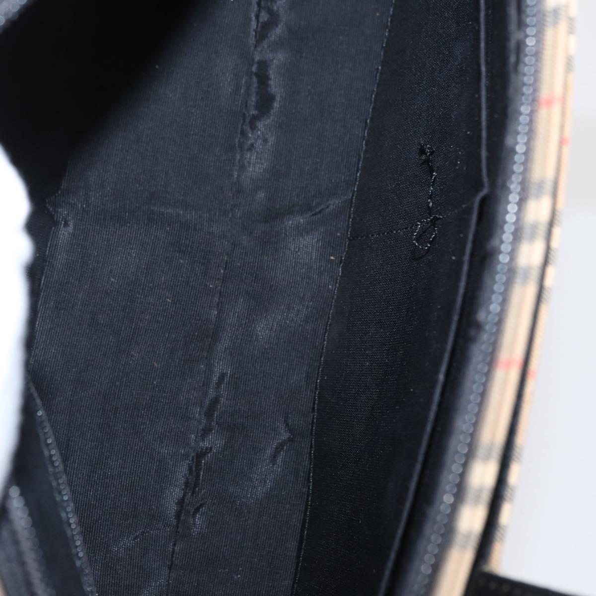 BURBERRY Nova Check Hand Bag Canvas Beige Gold Auth ep13288