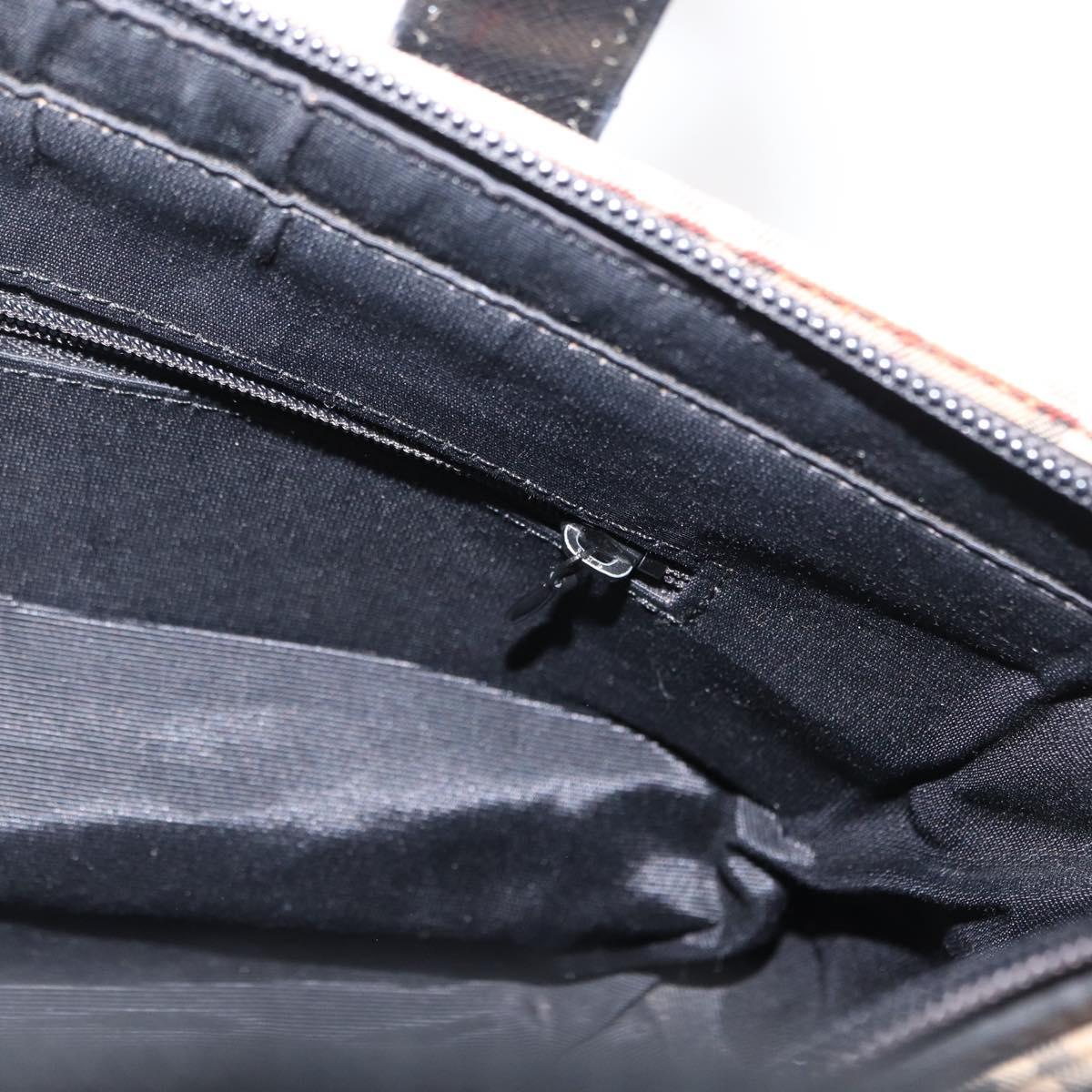 BURBERRY Nova Check Hand Bag Canvas Beige Gold Auth ep13288