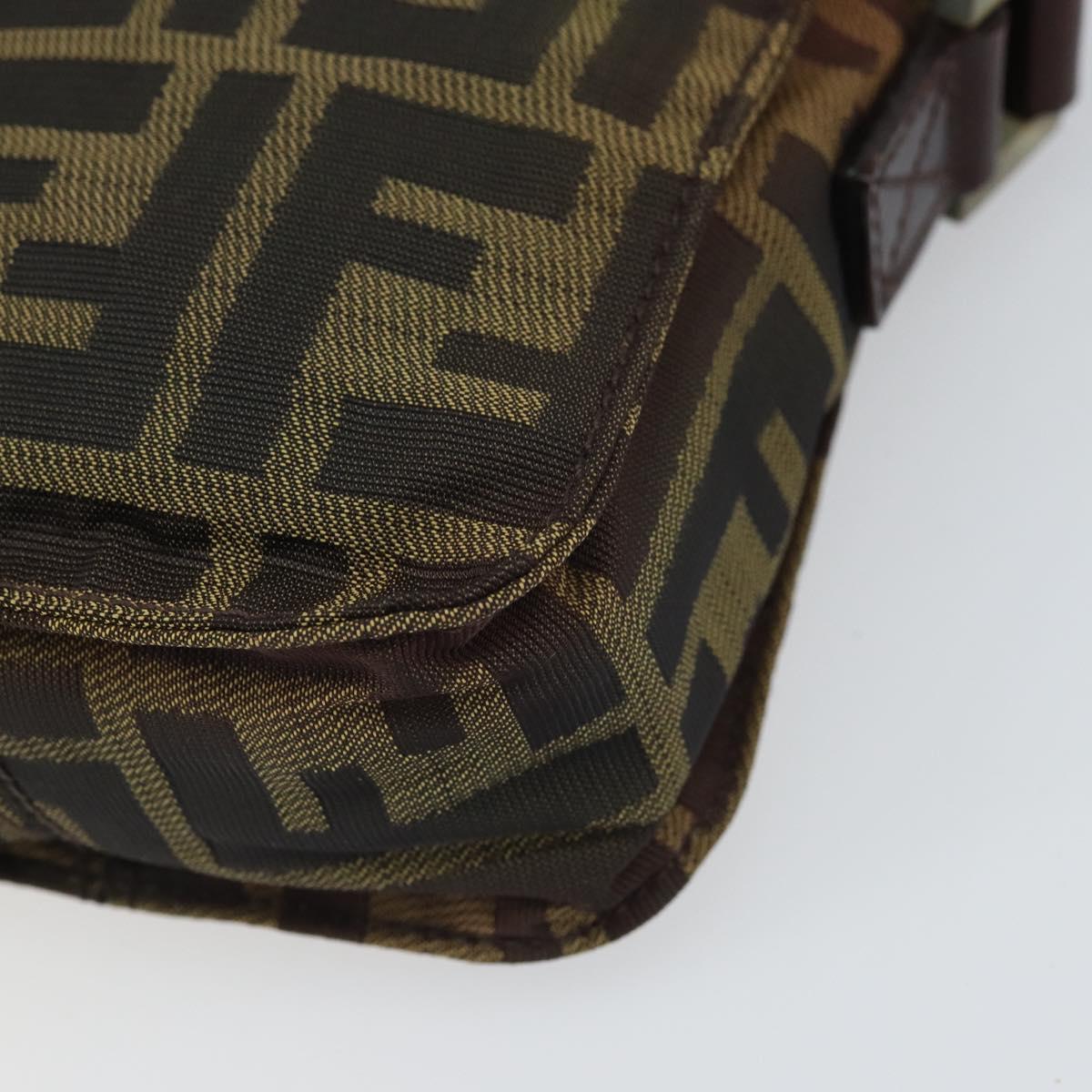 FENDI Zucca Canvas Shoulder Bag Black Brown Auth ep13292