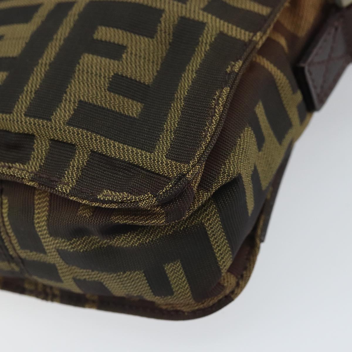 FENDI Zucca Canvas Shoulder Bag Black Brown Auth ep13292