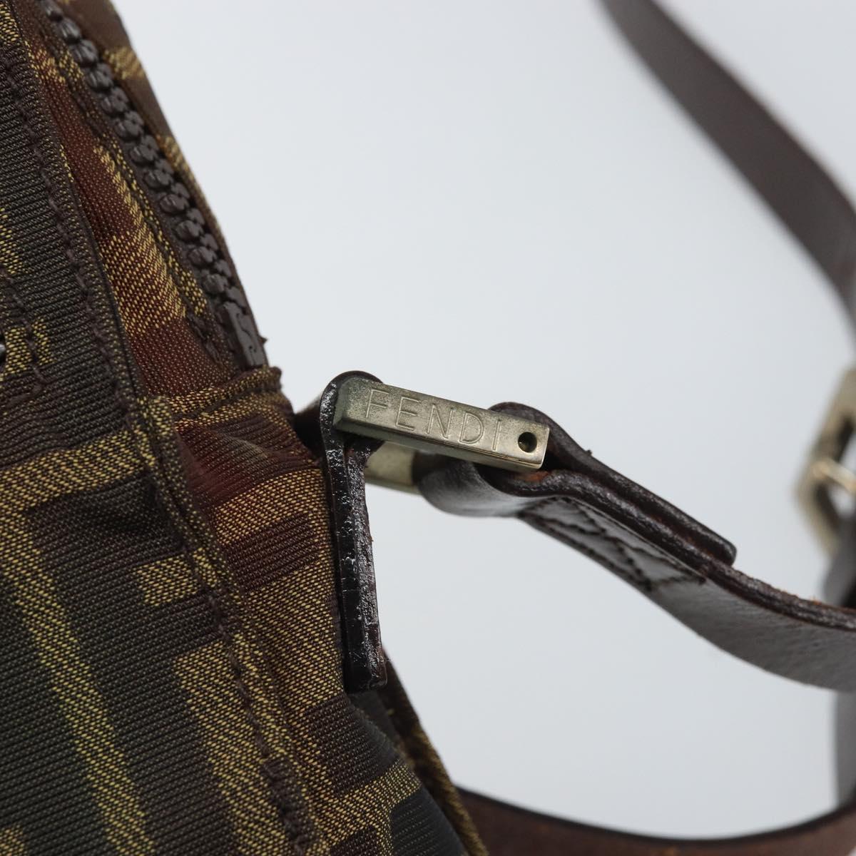 FENDI Zucca Canvas Shoulder Bag Black Brown Auth ep13292