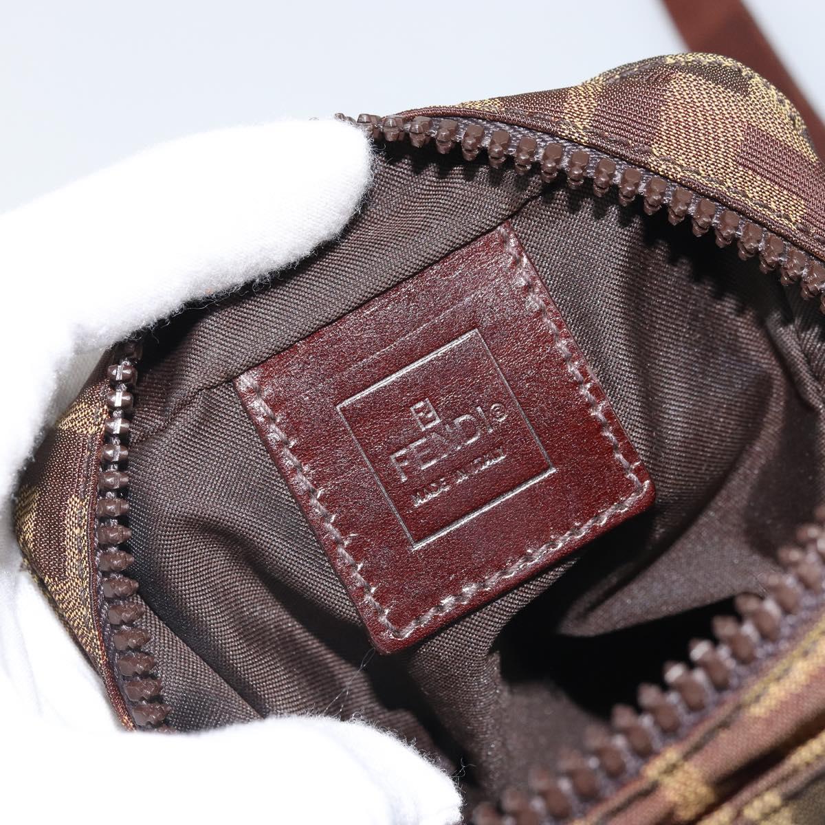 FENDI Zucca Canvas Shoulder Bag Black Brown Auth ep13292