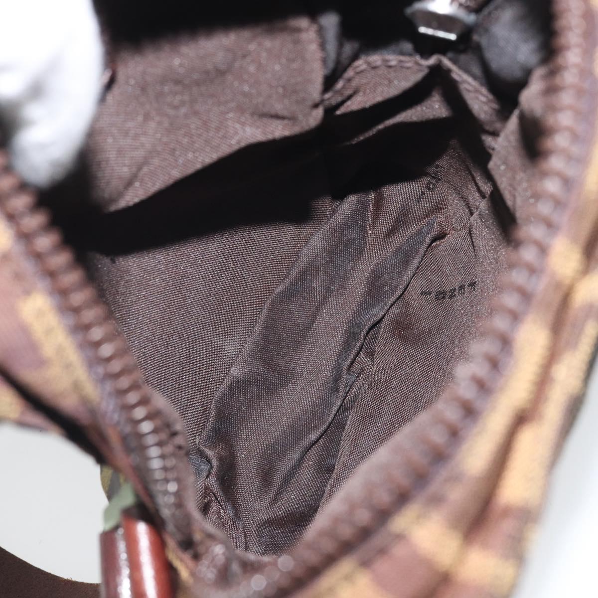 FENDI Zucca Canvas Shoulder Bag Black Brown Auth ep13292