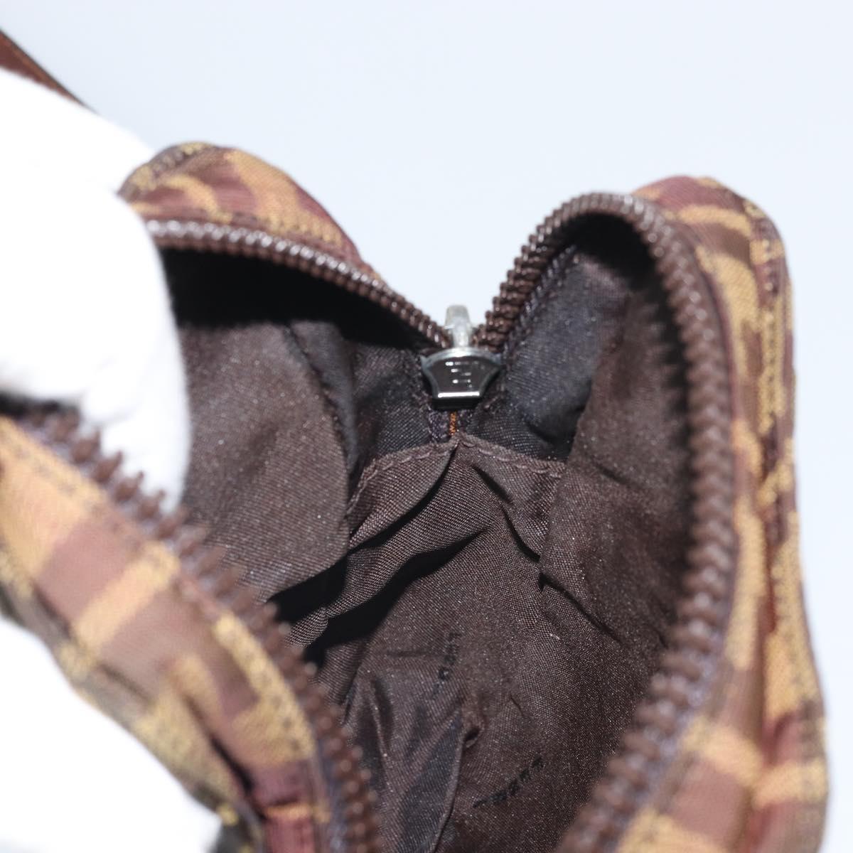 FENDI Zucca Canvas Shoulder Bag Black Brown Auth ep13292