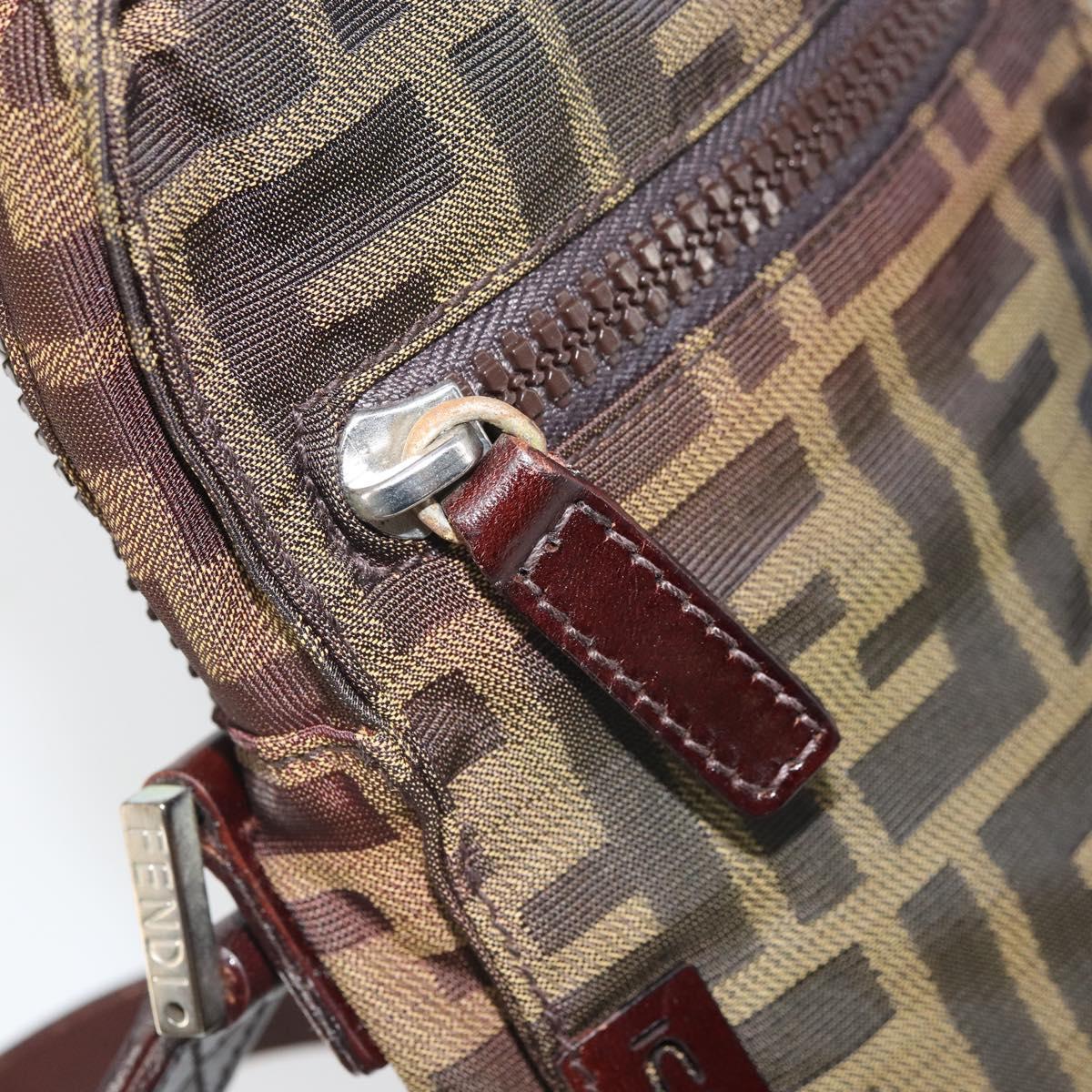 FENDI Zucca Canvas Shoulder Bag Black Brown Auth ep13292