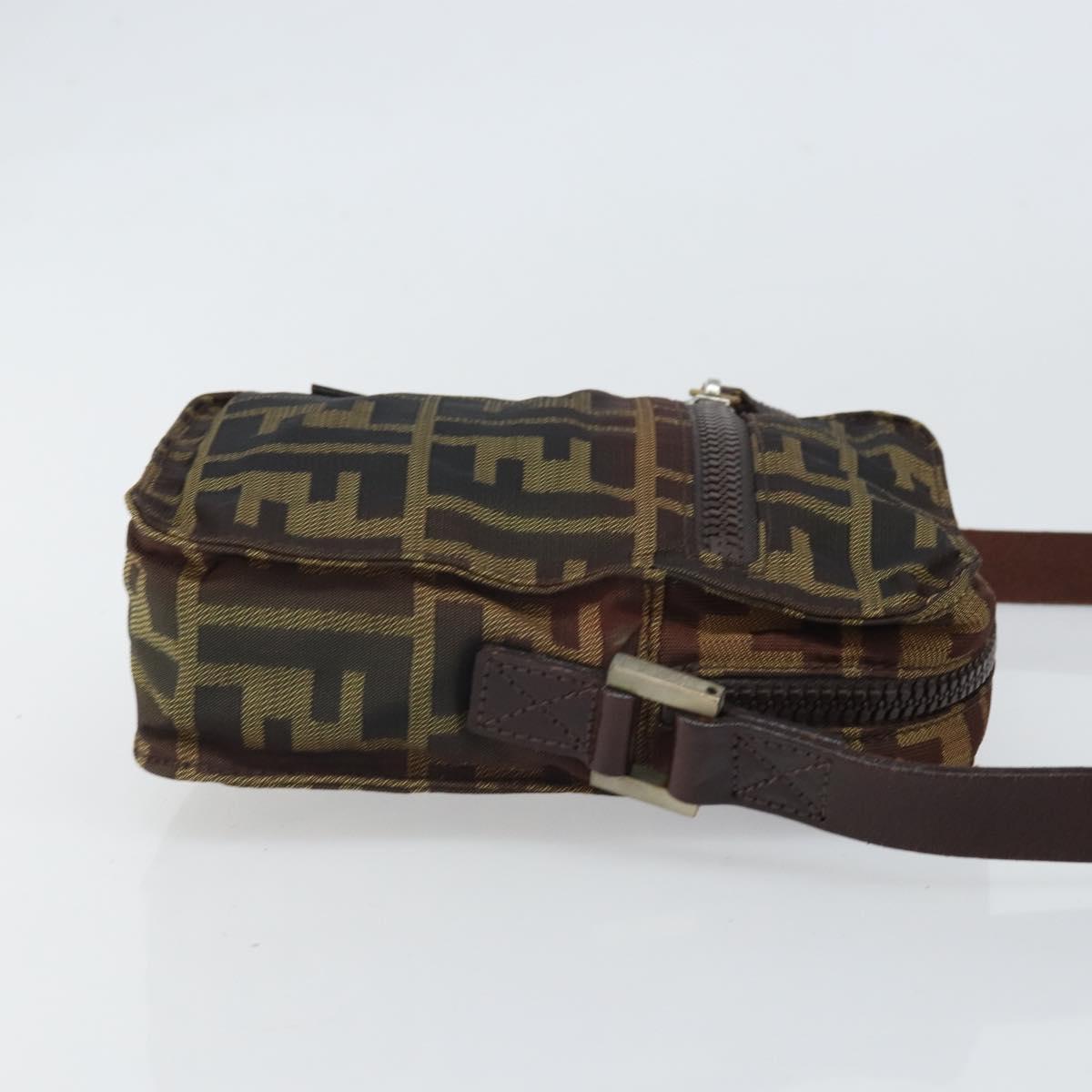 FENDI Zucca Canvas Shoulder Bag Black Brown Auth ep13292