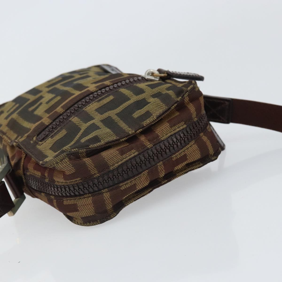 FENDI Zucca Canvas Shoulder Bag Black Brown Auth ep13292