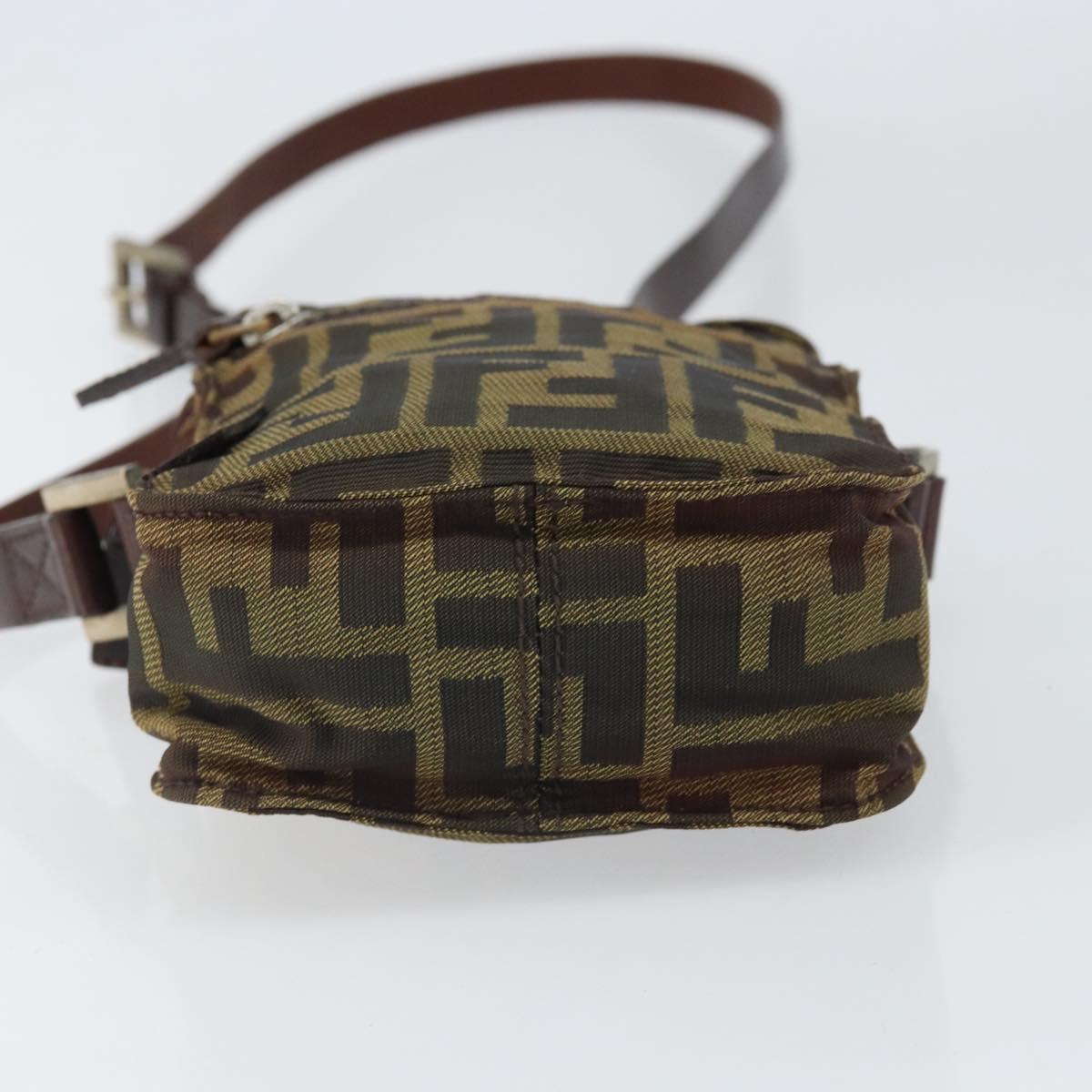 FENDI Zucca Canvas Shoulder Bag Black Brown Auth ep13292