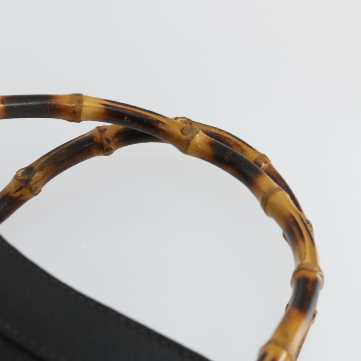 GUCCI Bamboo Hand Bag Leather Black Gold 002 123 0260 Auth ep13295