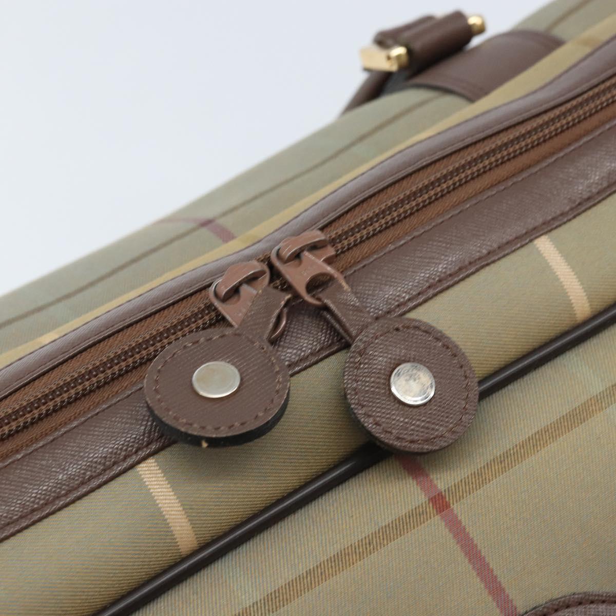 Burberrys Nova Check Boston Bag Canvas Beige Gold Auth ep13303