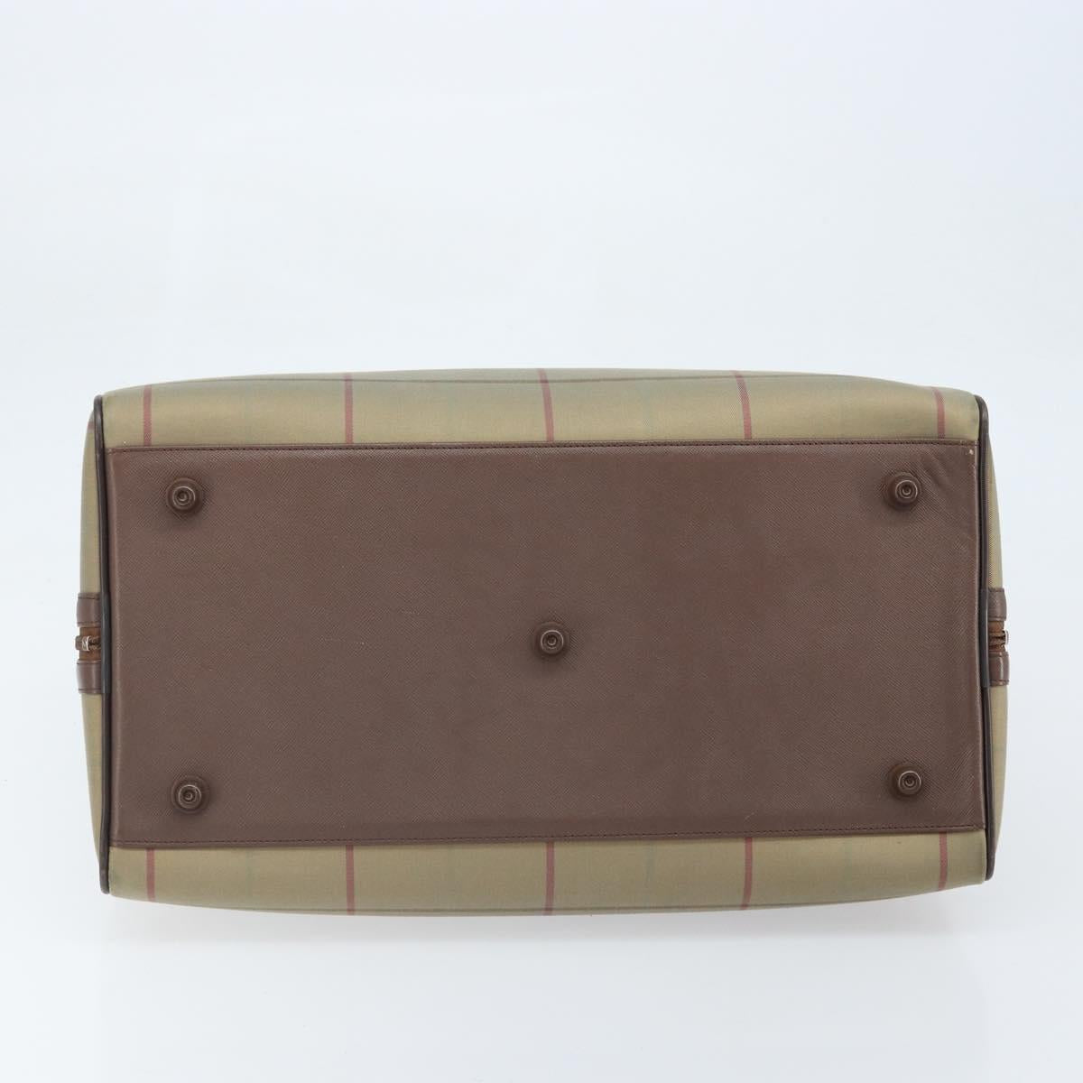 Burberrys Nova Check Boston Bag Canvas Beige Gold Auth ep13303