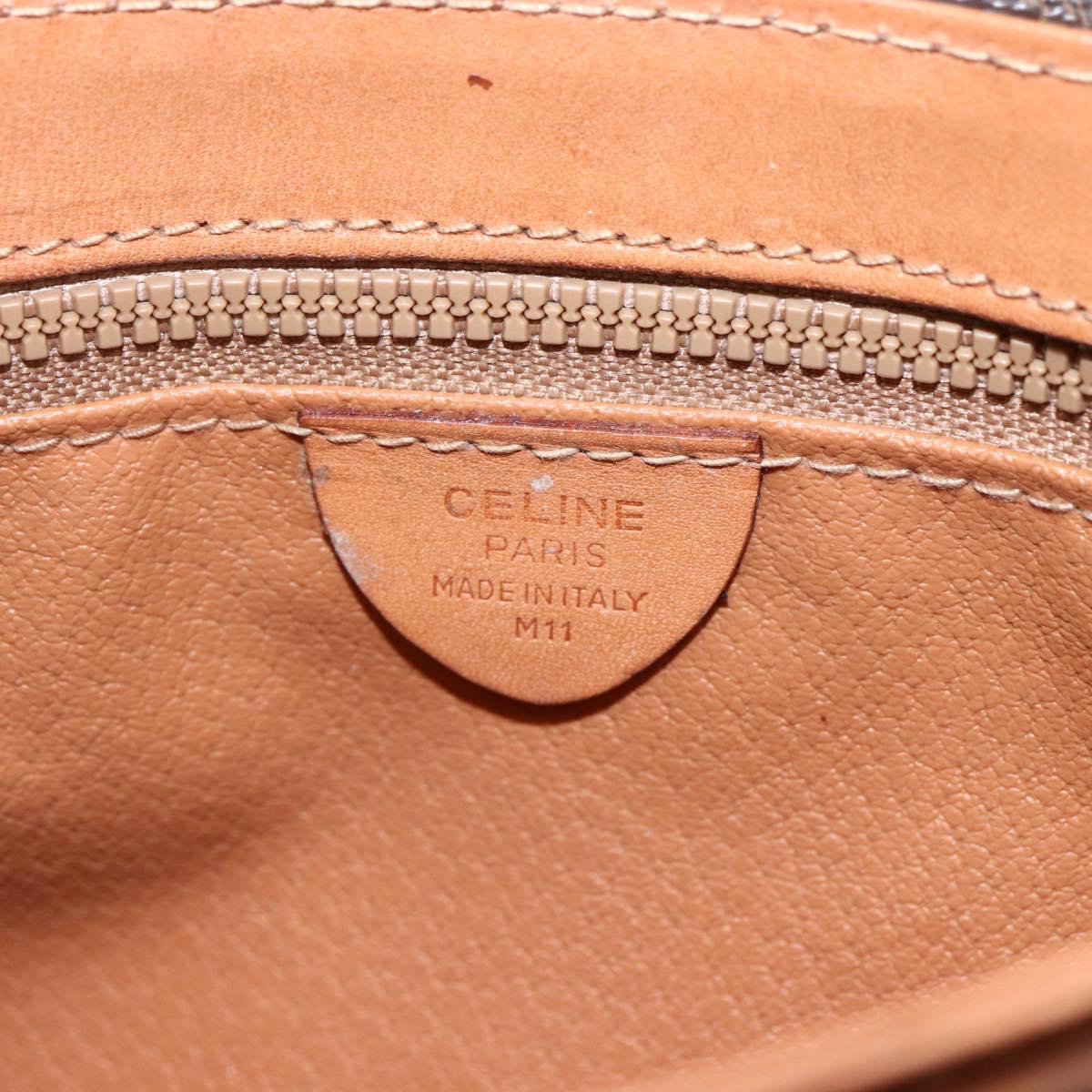 CELINE Macadam Canvas Shoulder Bag PVC Leather Brown Gold Auth ep13304