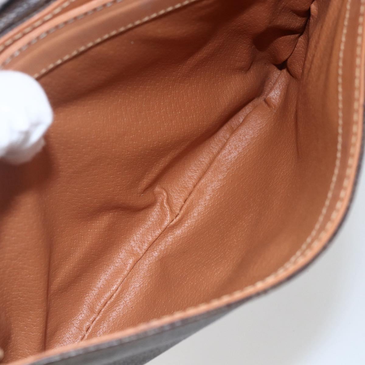 CELINE Macadam Canvas Shoulder Bag PVC Leather Brown Gold Auth ep13304