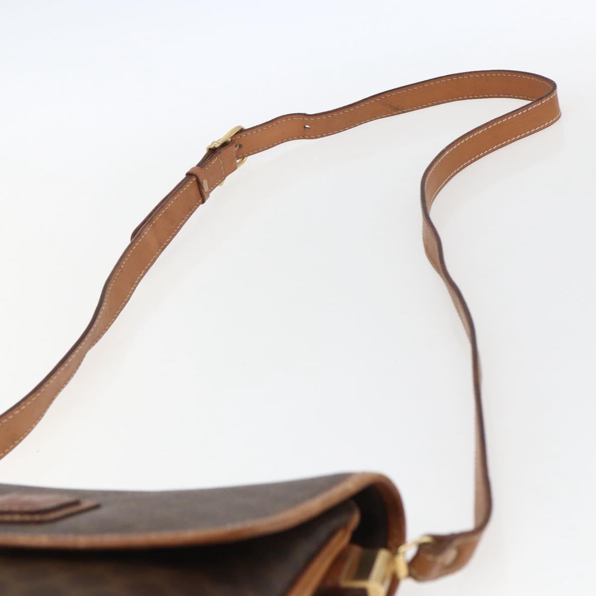 CELINE Macadam Canvas Shoulder Bag PVC Leather Brown Gold Auth ep13304