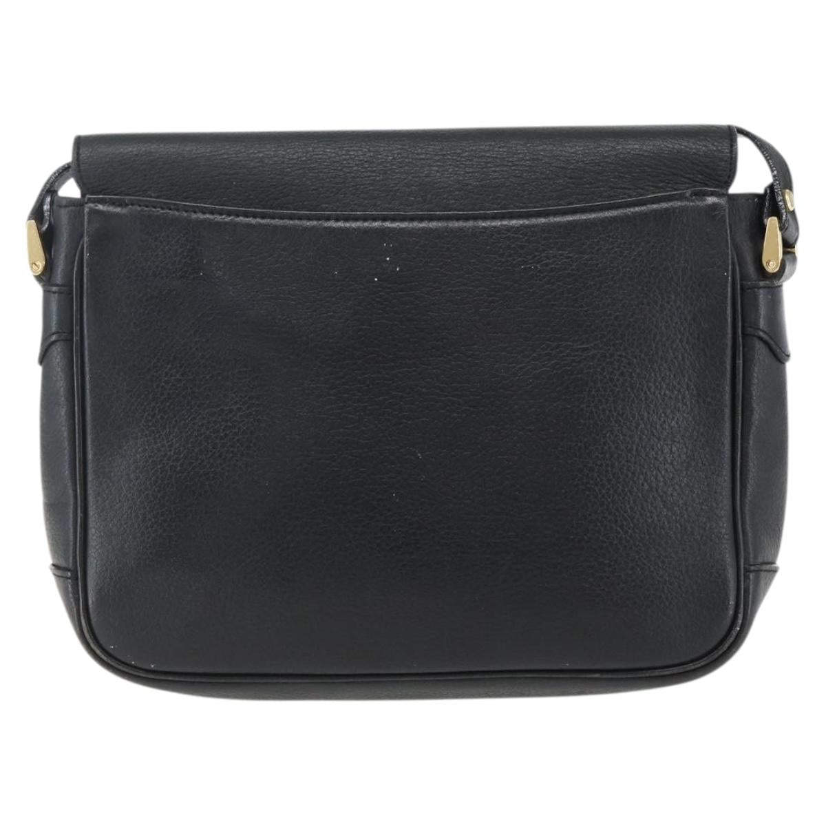 Burberrys Shoulder Bag Leather Black Gold Auth ep13305