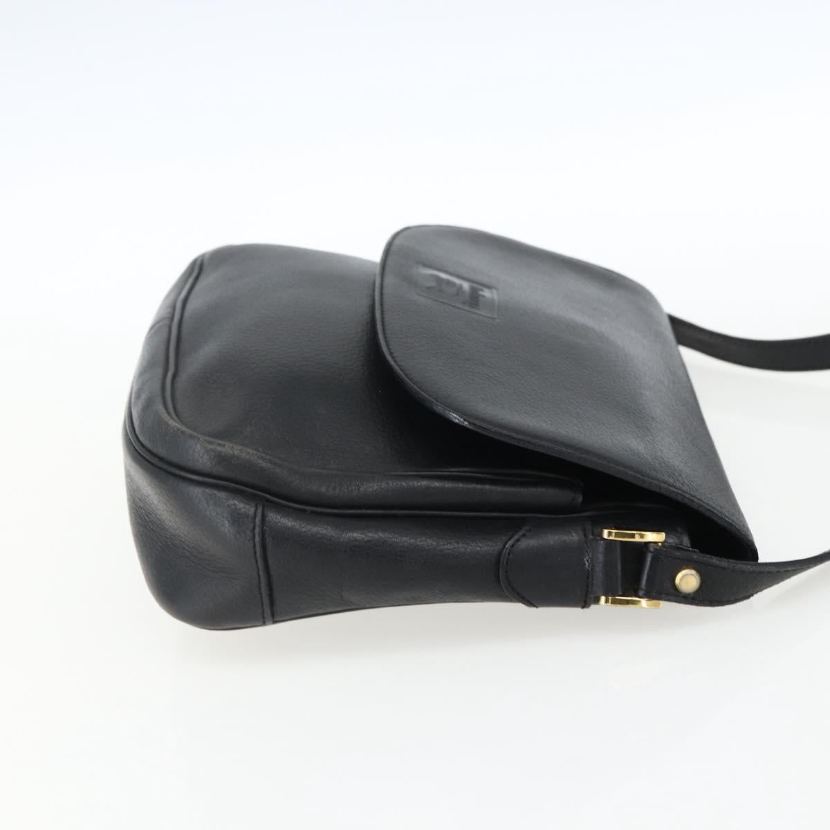 Burberrys Shoulder Bag Leather Black Gold Auth ep13305
