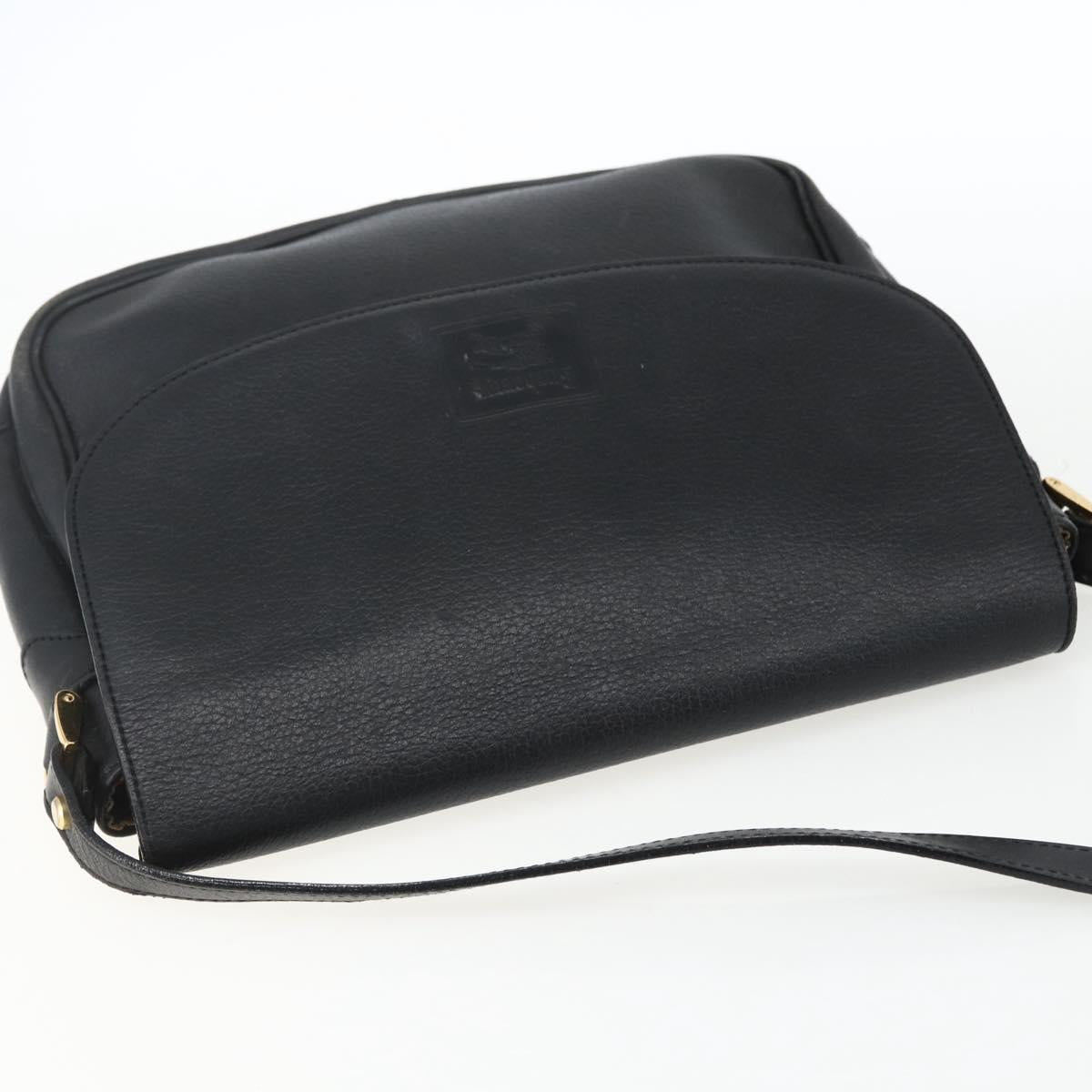 Burberrys Shoulder Bag Leather Black Gold Auth ep13305