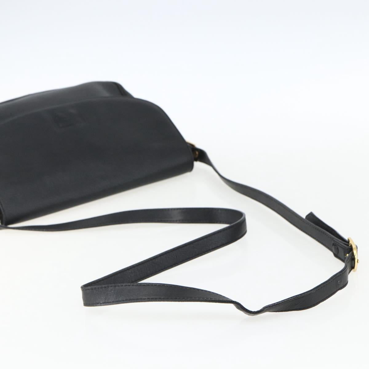 Burberrys Shoulder Bag Leather Black Gold Auth ep13305