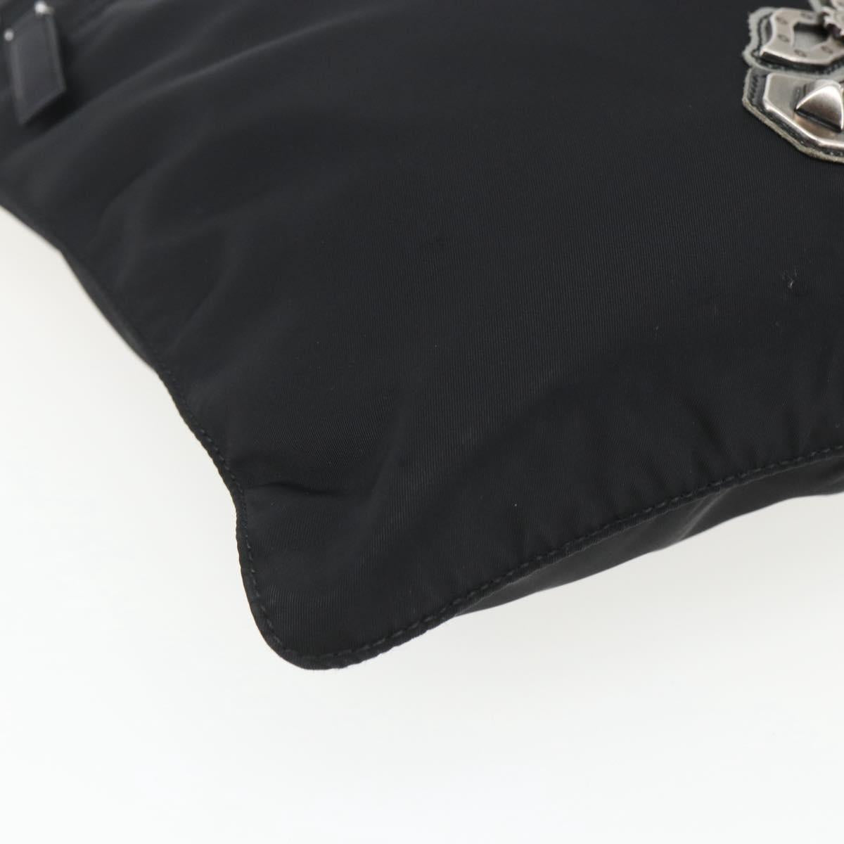PRADA Shoulder Bag Nylon Black Silver Auth ep13306V
