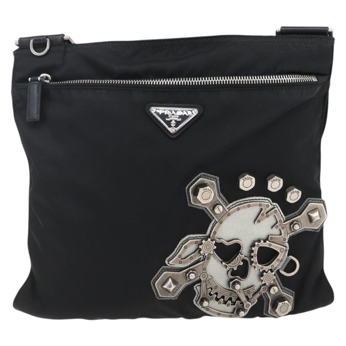 PRADA Shoulder Bag Nylon Black Silver Auth ep13306V