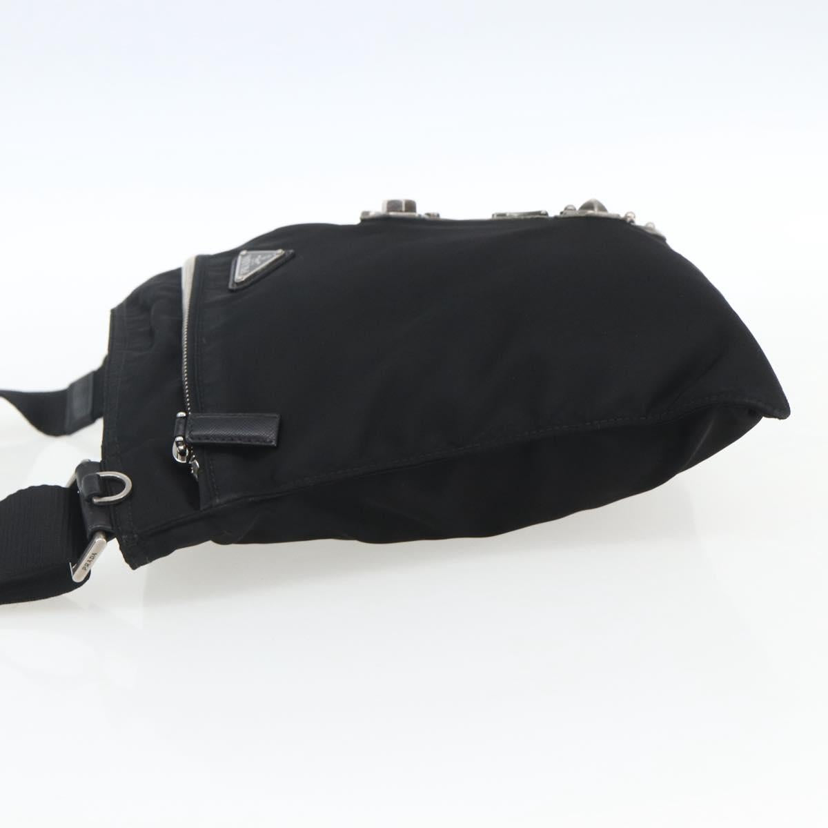 PRADA Shoulder Bag Nylon Black Silver Auth ep13306V