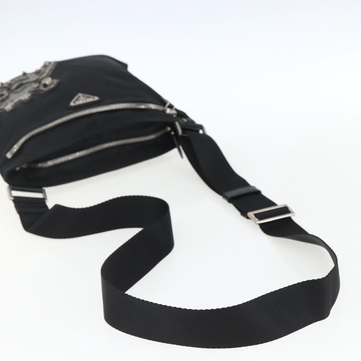 PRADA Shoulder Bag Nylon Black Silver Auth ep13306V